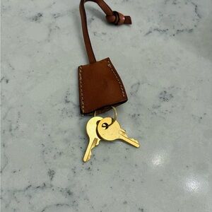 Celine Brown Leather Key Holder with two keys